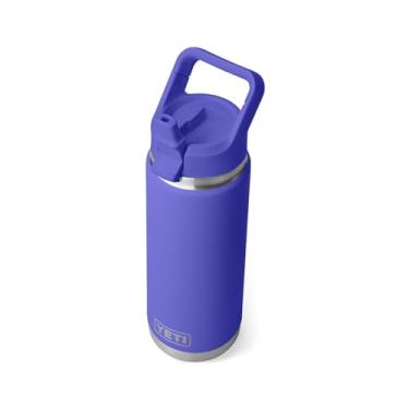 Imagem de YETI Garrafa Rambler de 740 ml, isolada a vácuo, aço inoxidável com tampa de palha correspondente, violeta ultramarino