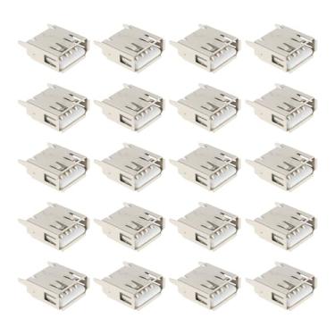 Imagem de SING F LTD 20 peças USB 2.0 tipo A 4 pinos fêmea DIP conector soquete PCB eletrônicos de consumo industrial