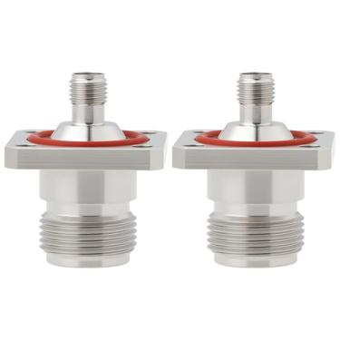 Imagem de YINETTECH Adaptador de cabo coaxial RF flange 2X SMA fêmea para N fêmea 50 Ohms DC-11GHz 25x25mm para conectar sistemas de comunicação de rádio