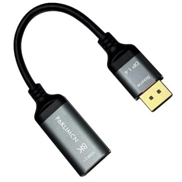 Imagem de PAKLIMCN Adaptador DisplayPort para HDMI 4K 60Hz, conversor DP para HDMI banhado a ouro, 3840x2160@60Hz (4.2.0)/30Hz (4.4.4) para computador, laptop, PC, monitor, TV, projetor (cabo curto 8K)