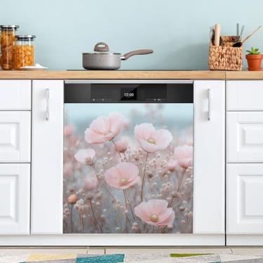 Imagem de ATTX Capa de ímã de lava-louças paisagens florais, 58 cm C x 66 cm A decoração da capa frontal da máquina de lavar louça, decalques de armário doméstico adesivos de eletrodomésticos #169
