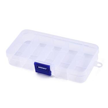 Imagem de 10 recipientes de armazenamento de contas de plástico transparentes, caixa organizadora de joias retangular transparente com 10 compartimentos para arte em unhas, presente elegante do Dia dos