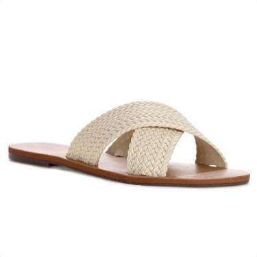 Imagem de Rasteira Anacapri Tiras Cruzadas Trançada Pérola Bege - Feminino-Feminino