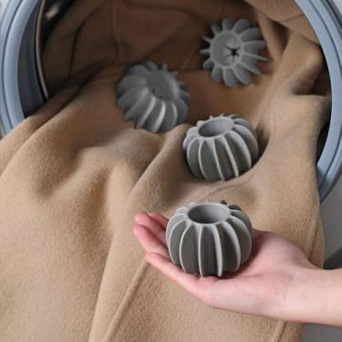 Imagem de 10 bolas reutilizáveis para esfregar roupas – bolas de lavagem sem emaranhamento para máquinas de lavar roupas eficazes, cinza