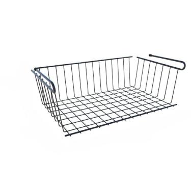 Imagem de Cesto Suspenso Organizador Armário Cozinha Grande 100% Aço (Preto)