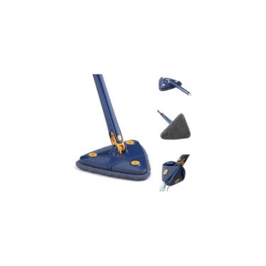 Imagem de Mop Triangular Giratório 360°, Cabo Fixo 109cm, Base Articulada, Refil de Microfibra Lavável, Para Cantos e Locais de Difícil Acesso