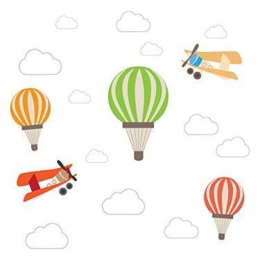 Imagem de Adesivo de Parede Balões e Aviões para Quarto de Bebê