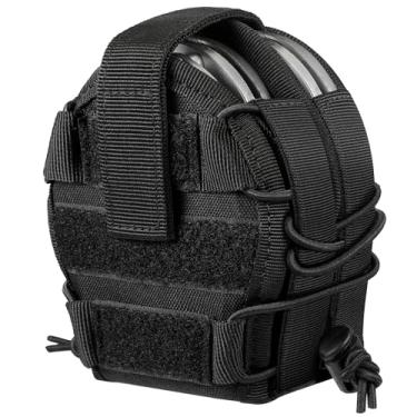 Imagem de Coldre oval duplo para algemas, estojo de punho aberto na parte superior, suporte de punho para aplicação da lei para cinto de serviço/colete tático MOLLE (preto)