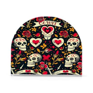 Imagem de Porta-guardanapos de caveira rosa para mesas, porta-guardanapos de Halloween para cozinha, porta-guardanapos de mesa, porta-guardanapos de coquetel, porta-guardanapos de papel758