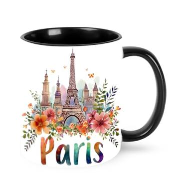 Imagem de Jumou Caneca de café da Torre Eiffel de Paris, 325 ml, copo de cerâmica engraçado para mulheres, homens, novidade, presentes de aniversário, Natal, micro-ondas, escritório, casa