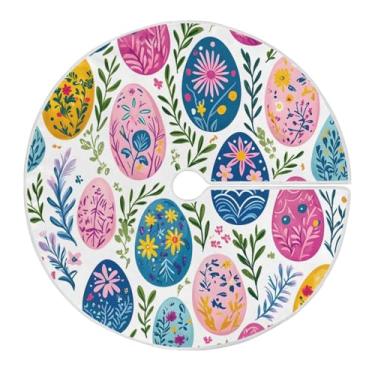 Imagem de Qilmy Linda saia de árvore de Natal com ovos de páscoa 120 cm, de camurça, para árvore de Natal, adequada para decoração de armário em ambientes internos e externos, festas, escritórios, lojas