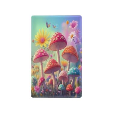 Imagem de Wassud Placa de cobertura para interruptor de luz, capa decorativa de cogumelos caprichosos, placa de parede para tomadas elétricas, interruptor único, 11 x 6 cm