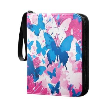 Imagem de Wassud Fichário de 4 bolsos borboletas azuis comporta 400 cartões padrão, álbum TCG CCG MTG à prova d'água, presentes para colecionadores, meninos e meninas