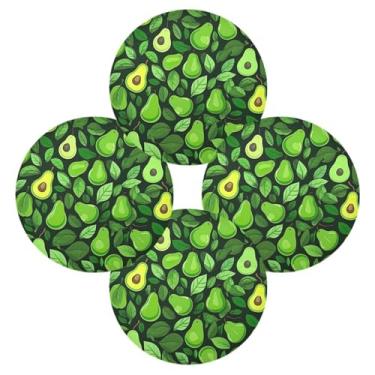 Imagem de Wassud Jogo americano conjunto de 4 tapetes redondos de abacate verde para cozinha e jantar tapetes laváveis resistentes ao calor decoração de mesa 39 cm