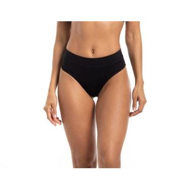 Imagem de Calcinha Biquíni Sunquíni Cós Alto Liso - Cor de Cacau, Preto, 54