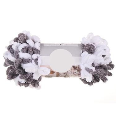 Imagem de Cerca de 95 g/novelo de fio de cobertor de dedo macio e fofo fio grosso de crochê cinza 40 x 5 mm para artesanato artesanal feito à mão, sem necessidade de agulhas ou ganchos