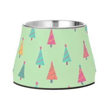 Imagem de Burbuja Tigela de árvore de Natal para cães de aço inoxidável para comida e água, antiderrapante para cães médios e gatos, 590 ml