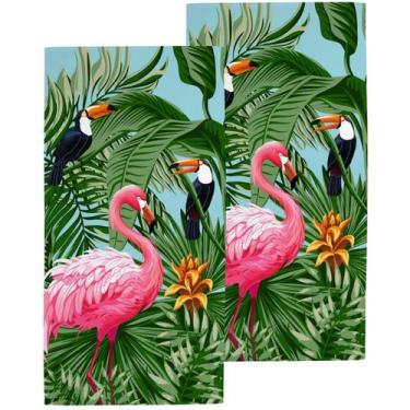 Imagem de Kit 2 Toalhas de Praia Banhão Teka Málaga 75x150 cm Estampa:Floresta