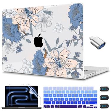 Imagem de CISSOOK Capa compatível com MacBook Pro de 14 polegadas M5 M4 M3 M2 M1, capa rígida com capa de teclado para MacBook Pro 14 2025 2024 2023 2022, floral com lírios