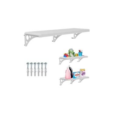 Imagem de Prateleira Multiuso, Madeira e Metal, 39x12,5x5cm, Branca, 503g, com Parafusos e Buchas