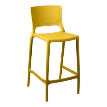 Imagem de Banqueta Alta Cozinha Amarela Empilhável Urano em Polipropileno Acrily