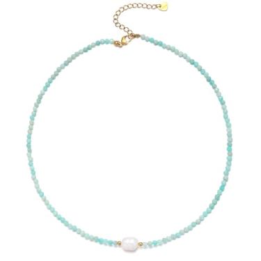 Imagem de Colar feminino com contas de cristal e pedras preciosas com pérolas de água doce e contas coloridas para mulheres, gargantilha moderna de pedra natural, Cristal, Sem Pedra Preciosa