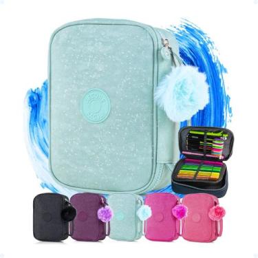 Imagem de Estojo Grande Compartimentos C/ Elásticos Box Jumbo Feminino - Hxt, Ve