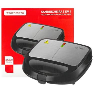 Imagem de Sanduicheira e Grill Elétrica Antiaderente Preto 3 em 1 127V, 220V 850W Compacta e Versátil (Preto 220V)