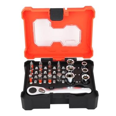 Imagem de Conjunto de chave de soquete de 23 peças de grau profissional de 1/4 de polegada Kit de chave de fenda de liga de aço S2 com chave de catraca de 72 dentes para mecânicos,