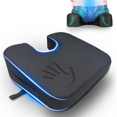 Imagem de Almofada patenteada YogiBum | Abertura extra grande do cóccix | Tamanho pequeno para 45 kg a 86 kg | Alívio para lombar, cóccix, ciática, hemorróidas | Ajuste confortável em cadeiras de escritório