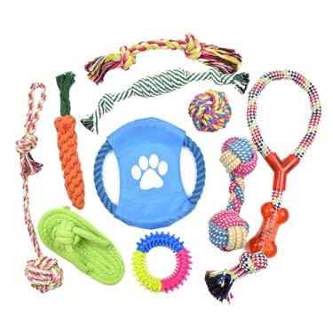 Imagem de Brinquedo de Corda para Cachorro Morder Cães Filhotes Arrastão Pequenos e Médios Algodão Busca Brincadeira Aliviar o téd