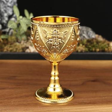 Imagem de Taças de vinho, taça de vinho de 30 ml, ornamento de taça em relevo rosa esculpida taças de vinho de metal premium, ideal para tinto ou branco, para uso diário, festa, casamento, aniversário