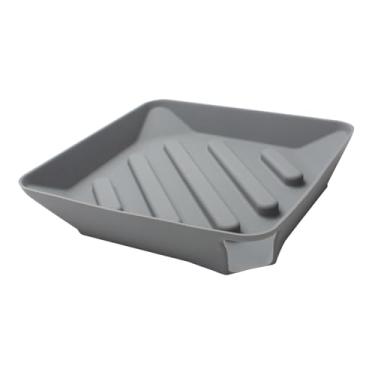 Imagem de IEUDNS Bandeja de silicone para esponja com escorredor, ao calor, tapete para secar louça, organizador versátil para pia de cozinha, Cinza