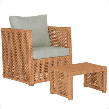 Imagem de Mesa E 1 Poltrona Madri Corda Náutica Estofado 3 Trama Terra Cota