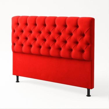 Imagem de Cabeceira Cama Box Casal King Size 195cm Valentina Estofada Vermelho