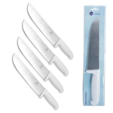 Imagem de Kit 4 Faca De Cozinha Churrasco Inox Carne 8 Polegada Profissional - C