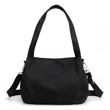 Imagem de EFDNK-HB Bolsa casual leve e versátil - Bolsa tiracolo de nylon à prova d'água com vários bolsos para mulheres diariamente, Preto, One Size