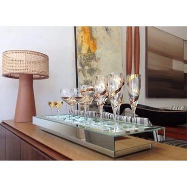 Imagem de Bandeja Espelhada Prata Grande Decoração Cozinha Sala Bar