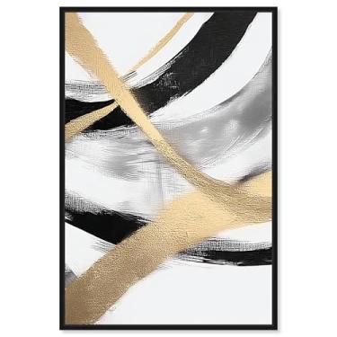 Imagem de Decoração de parede moderna Midas Arc Waves II da Art Remedy, moldura preta, 50 x 76 cm