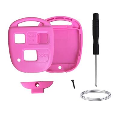 Imagem de WKEDQAF Sem necessidade de corte ou programação de chave de substituição Keyless Entry Key Fob Shell Case apto para Lexus ES300 ES330 GS300 GX470 IS300 LS400 LS430 RX300 RX350 SC300 SC430 (1-Rosa)