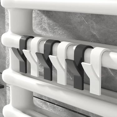 Imagem de 6 peças de ganchos de parede que economizam espaço - Suporte de toalha de plástico durável para armazenamento de armário de banheiro e cozinha, acessório de banheiro moderno (preto)