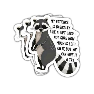Imagem de 3 peças My Patience is Basically Like a Gift Card Sticker Funny Moody Raccoon Patience Gift for Coworkers We Can Give It a Try Adesivos Decalque Guaxinim para Laptop Garrafa Caixa de Ferramentas