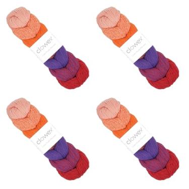 Imagem de Clowex 7 fios de macramê de algodão trançado gradiente colorido, 2,5 mm x 273 m x 4 bolas de fio de macramê artesanal variegado, cordão de artesanato arco-íris, corda de macramê multicolorido para