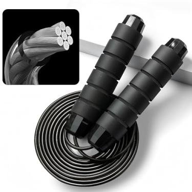 Imagem de Corda de pular, corda de pular, velocidade rápida sem emaranhados, com rolamentos de esferas, cordas de salto ajustáveis para mulheres, homens, crianças, exercícios e corda de pular em casa escola