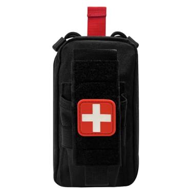 Imagem de AIKATE Bolsa tática de primeiros socorros Molle, bolsas médicas pequenas, bolsa de transporte EMT IFAK compacta, bolsa médica de trauma portátil com emblema de cruz vermelha para esportes ao ar livre
