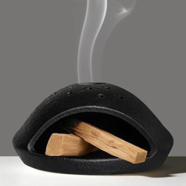 Imagem de Suporte Palo Santo, queimador Palo Santo para cedro, sálvia, queima de cone, queimador de incenso de quimina para meditação, ioga, limpeza de energia, tigela de borrão de argila mini cone lareira de
