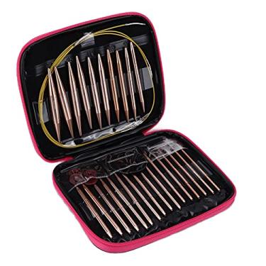 Imagem de Generic Conjunto de Agulhas de tricô Circulares de Ouro Rosa Intercambiáveis, Toque Confortável, Agulhas de Fio de tricô Duráveis ​​para Entusiastas de, Uso Doméstico, Material de Alumínio, 26 Peças