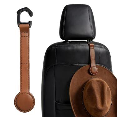 Imagem de Jevuoyee Suporte de chapéu de cowboy para caminhão e carro – Clipe magnético para chapéu com rotação de 360°, cabide de couro para veículos, acessórios de suporte de capacete rígido para manter a