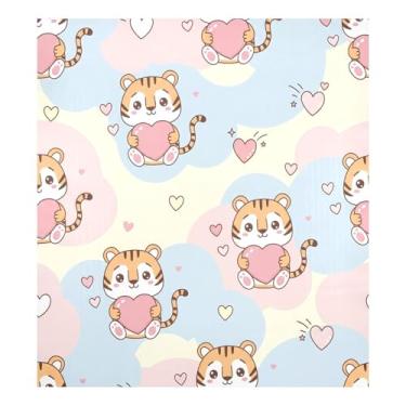 Imagem de Blueangle Capa magnética para lava-louças Dia dos Namorados Tigres de desenho animado, decoração de capa de lava-louças frontal, adesivos de eletrodomésticos, adesivos de eletrodomésticos, 58 cm C x