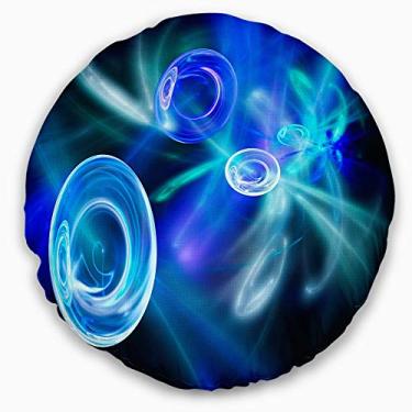 Imagem de Design azul fractal área de trabalho abstrata sala de estar redonda, sofá, almofada de alta qualidade + capa de almofada impressa em ambos os lados 40 cm